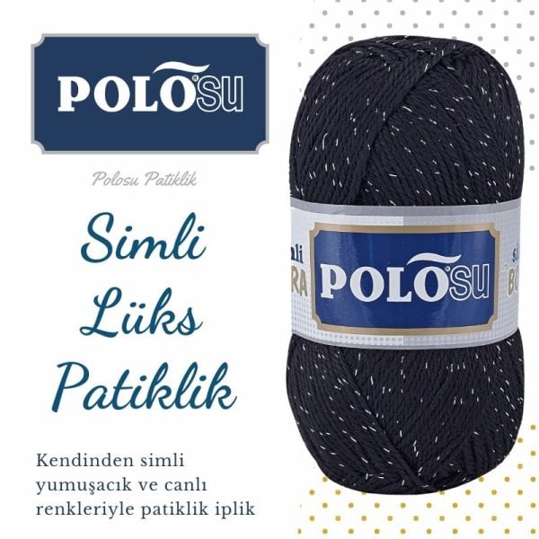 Polosu Simli Lüks Patiklik İplik 317 - Siyah - Siyah Sim
