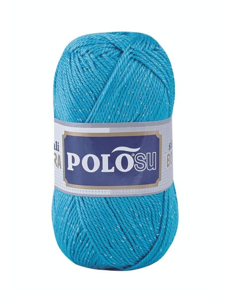 Polosu Simli Lüks Patiklik İplik 301 - Cam Mavi