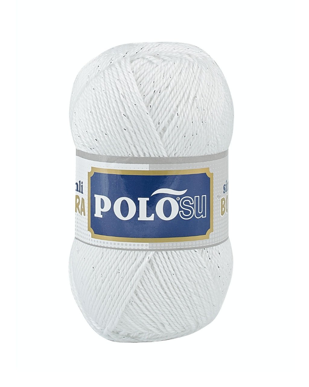 Polosu Simli Lüks Patiklik İplik 308 - Optik Beyaz - Gümüş Sim